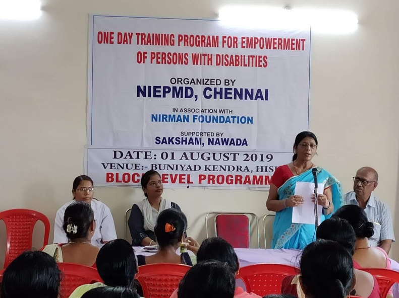 1st ONE DAY BLOCK LEVEL TRAINING PROGRAM FOR EMPOWERMENT OF PERSONS WITH DISABILITIES at Saksham Kendra, Block Office Compound, Hisua, Nawada